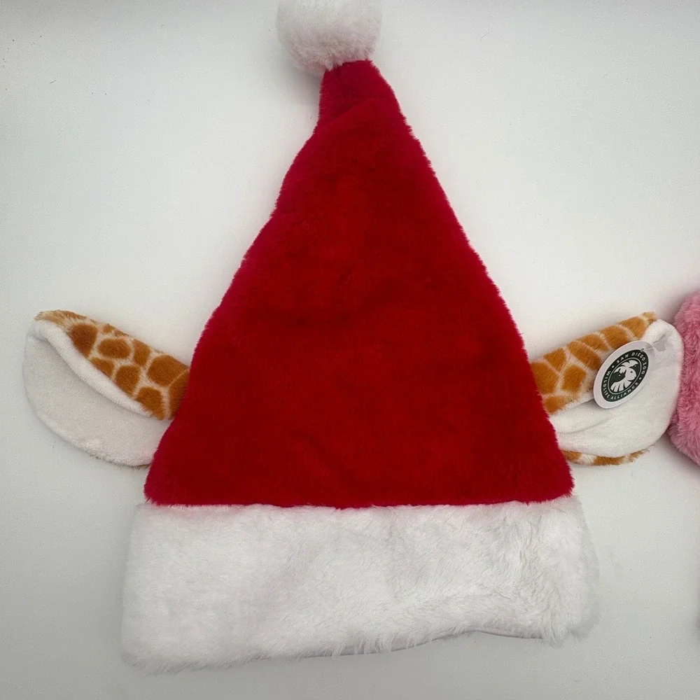 San Diego Zoo Wildlife Alliance Plush Santa Hats Giraffe Axolotl Set of 2 NEW‎